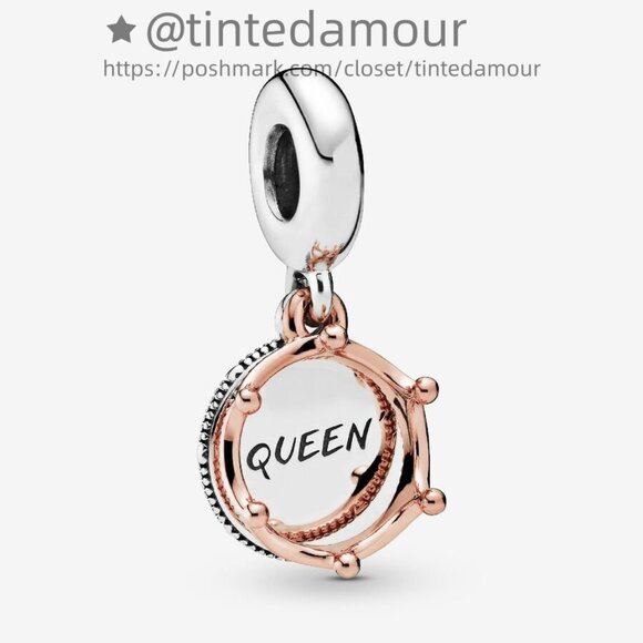 Pandora Queen & Regal Crown Dangle Charm|Two-tone - Picture 1 of 2